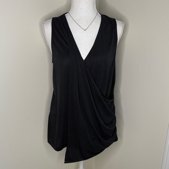 DNA Black Wrap Look Ruched Top With V Neckline. Large - Picture 1 of 9